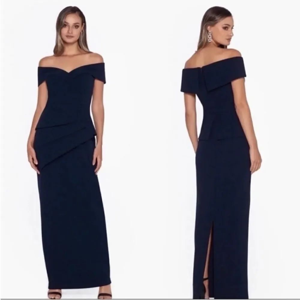 XSCAPE XC187 Off-the-Shoulder Gown Midnight Blue $289